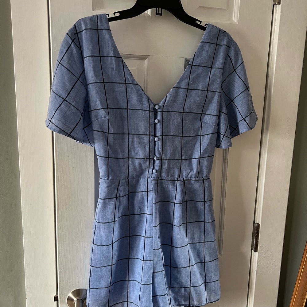 HYFVE linen Blue Grid Pattern Mini jumper